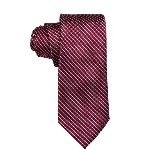 Nautica Men’s Red & Blue Check Necktie Classic Work Career Tie - Picture 1 of 11
